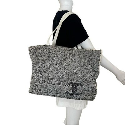 CHANEL シャネル ビッグサイズ ビーチタオル グレー s-l400.jpg