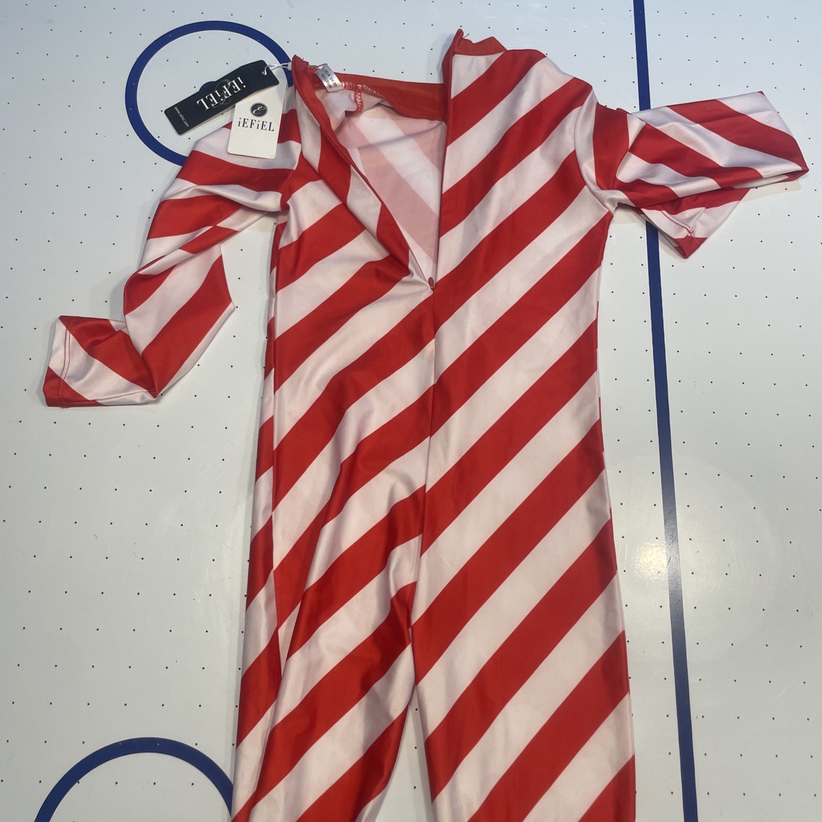 Niños Rayas Unitard Gimnasia Baile Mono Navidad Bastón de Caramelo Disfraz 8 años