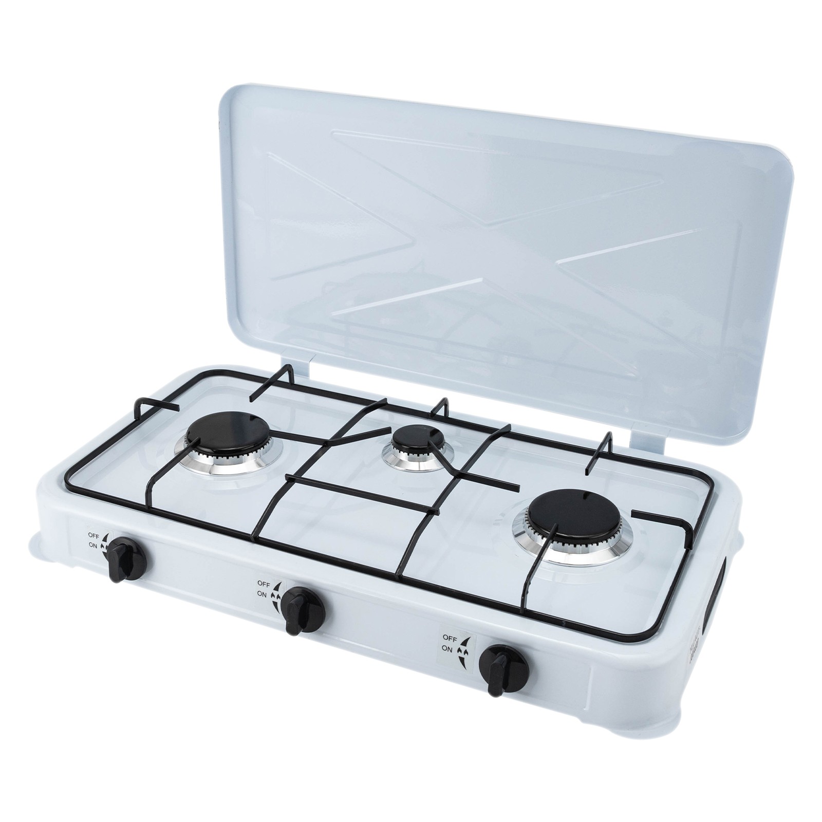 59*32*7cm 3 Burner Iron Gas Stove Gas Cooktop W/ A Windshield For Restaurants