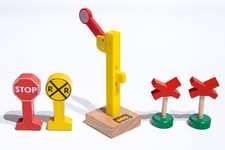 Vintage 1990s Thomas Wooden Railway Crossing Signs / Brio Semaphore #33563