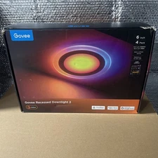 Govee Recessed Downlight 2, 6” 13W, Bluetooth, 4 Pack, 1100lm, Can Light, Open