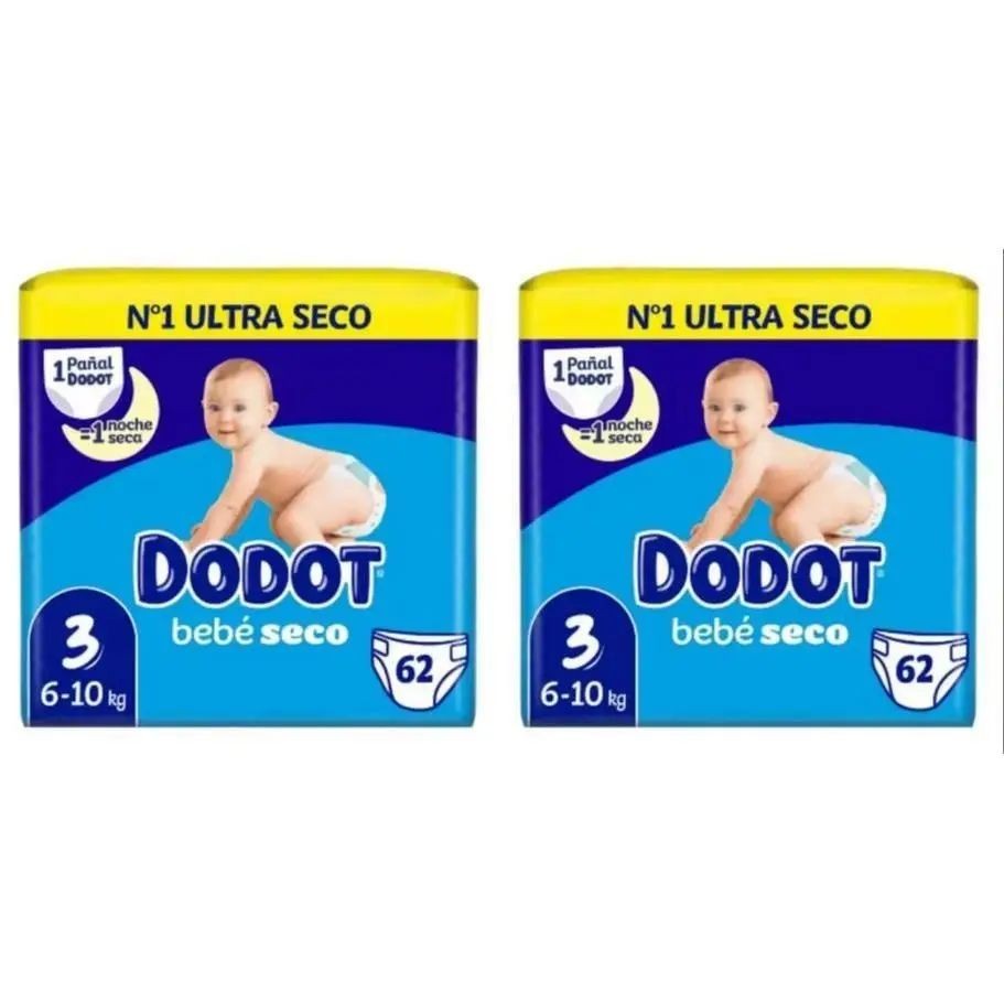 Dodot Pañal Bebé Seco Talla 3 - 124 Unidades | Máxima Absorción