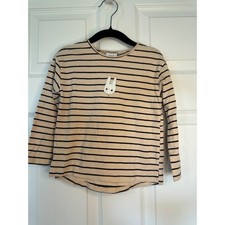 Zara Baby Kids Striped Long Sleeve Bunny Graphic T-Shirt Tan Black Size 3-4Y