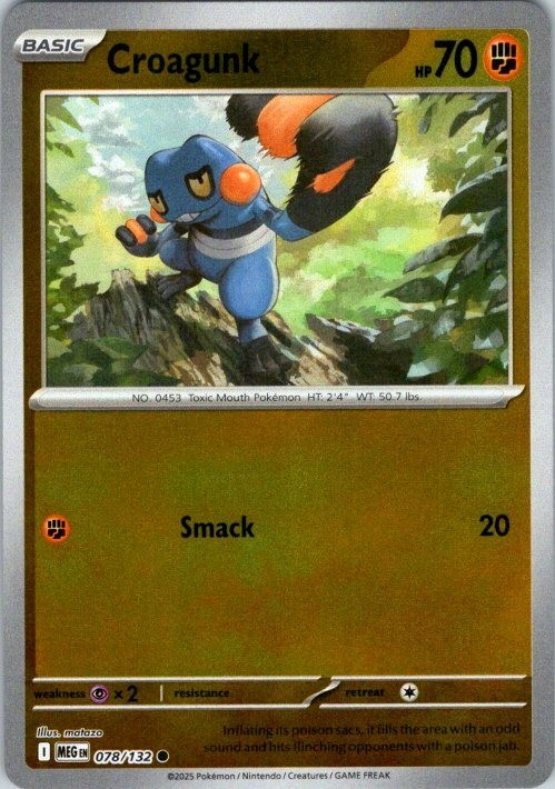 Croagunk 078/132 Me01: Mega Evolution Reverse Holo 2025 Nm