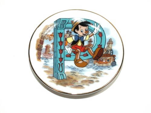 Walt Disney Collection Alphabet P Mini Plate Porcelain Pinocchio Puppet Village - Picture 11 of 12