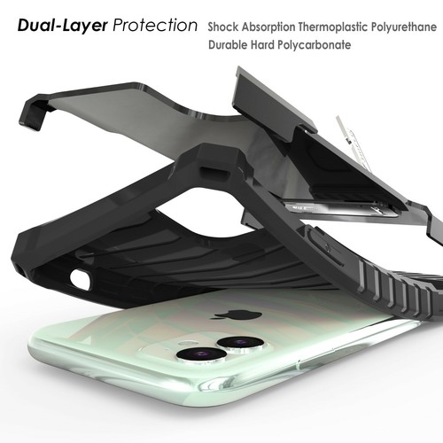 Military Grade Shockproof Hybrid Case w/Stand Cover+Tempered Glass for iPhone 11 - Picture 17 of 22