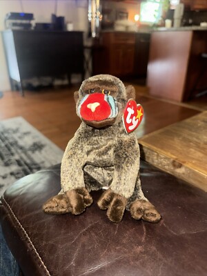 Ty Beanie Babies Collection CHEEKS the MANDRILL -Monkey 1999 RETIRED