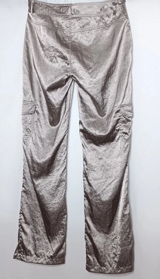 Pantalones Y2K City Streets Talla 7 Carga Plata Brillante Nylon Hong Kong De Colección Foto 3 de 4