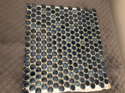 3/4  Penny Round 360 12  Bedrosians Wall Floor Backsplash 8 Piece Lagoon Blue