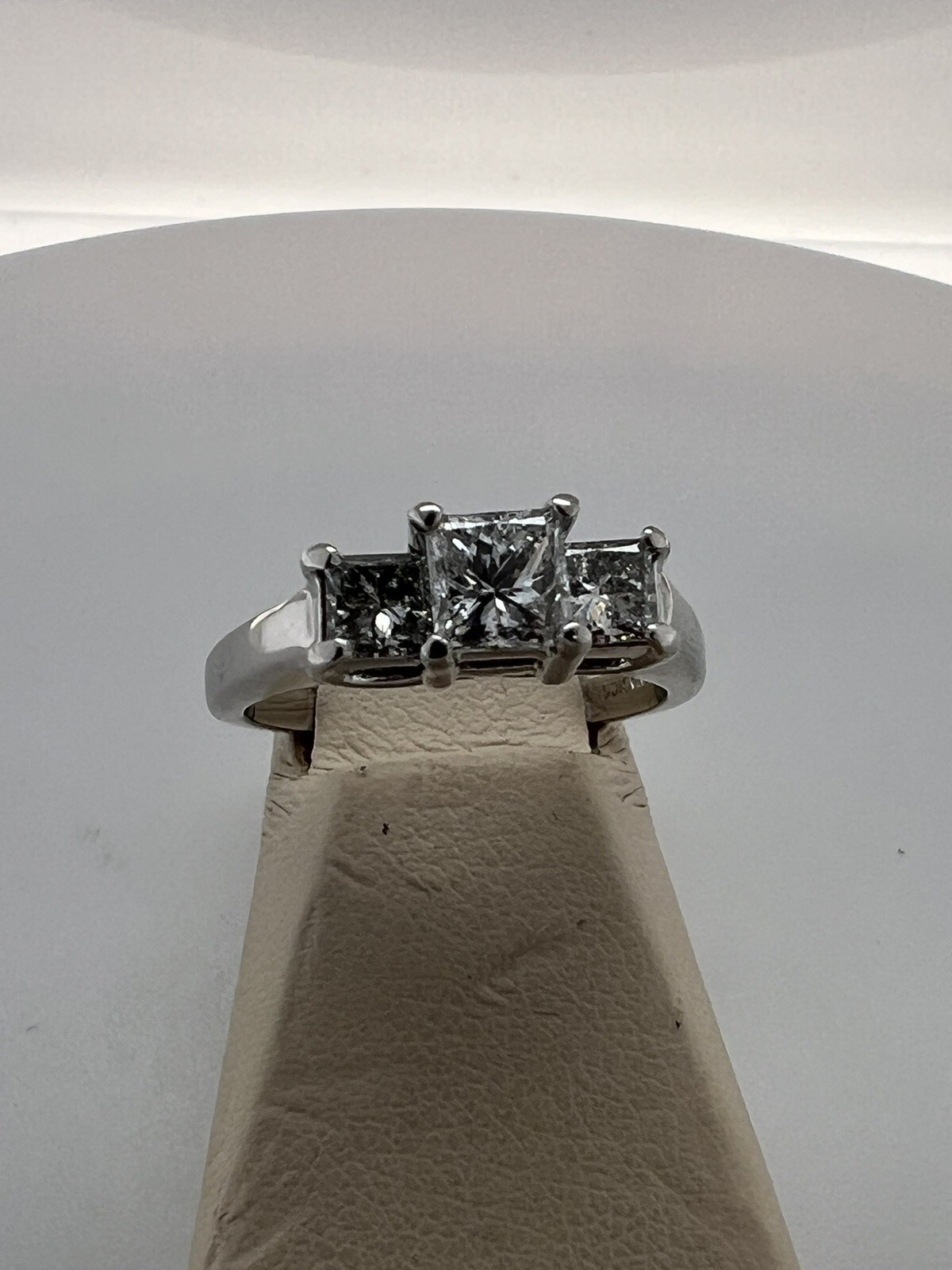 14k White Gold ~ Platinum 3 Stone Trinity Ring 1 Carat Total Diamond ...