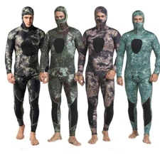 3mm Neoprene Camo Wetsuit Two Piece Hooded Spearfishing Diving Suit