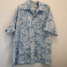 Go Barefoot Men's Hawaiian Aloha Shirt 2X Blue