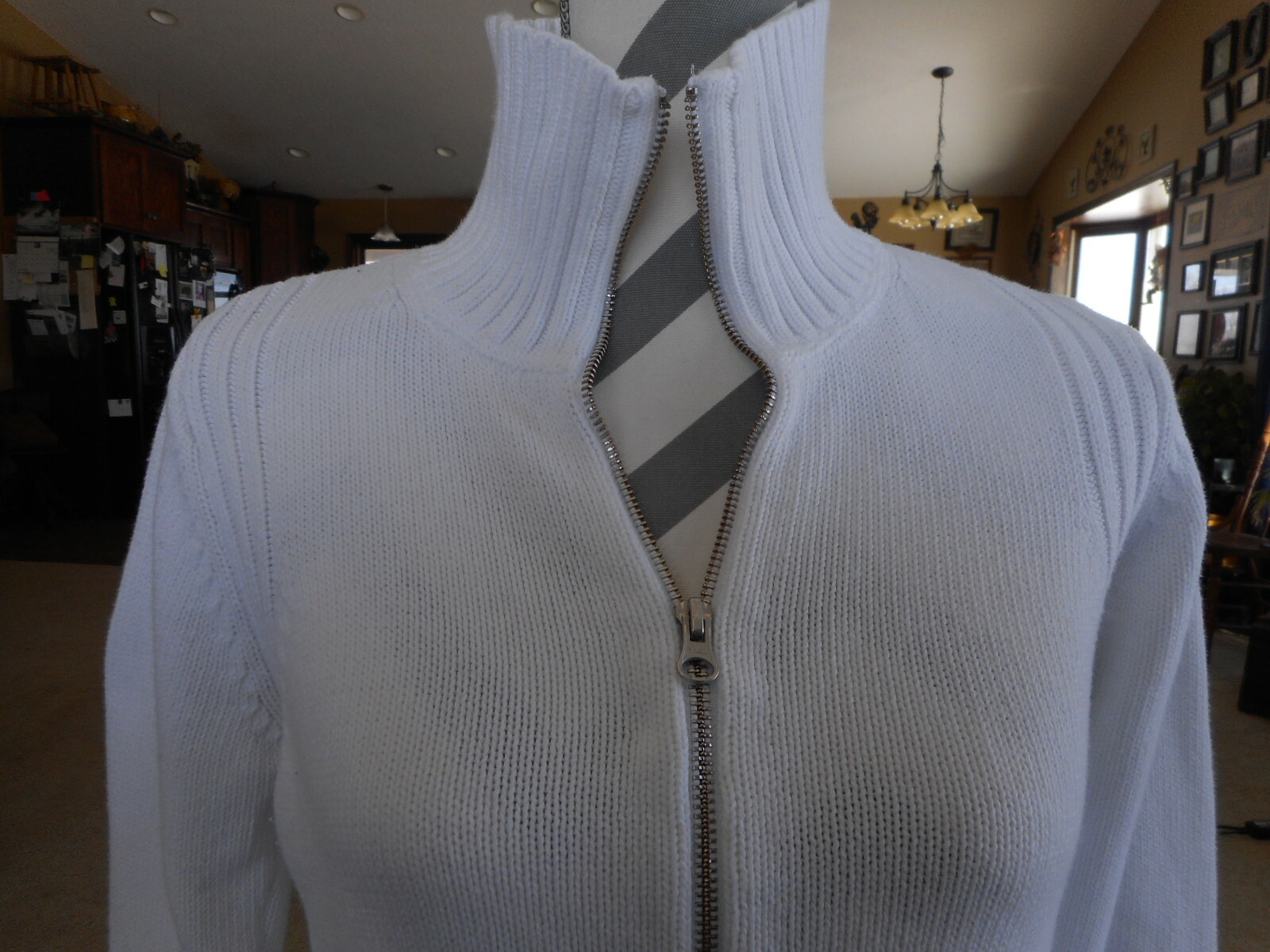 Small Winter White Pendleton Cardigan Sweater Zip… - image 2