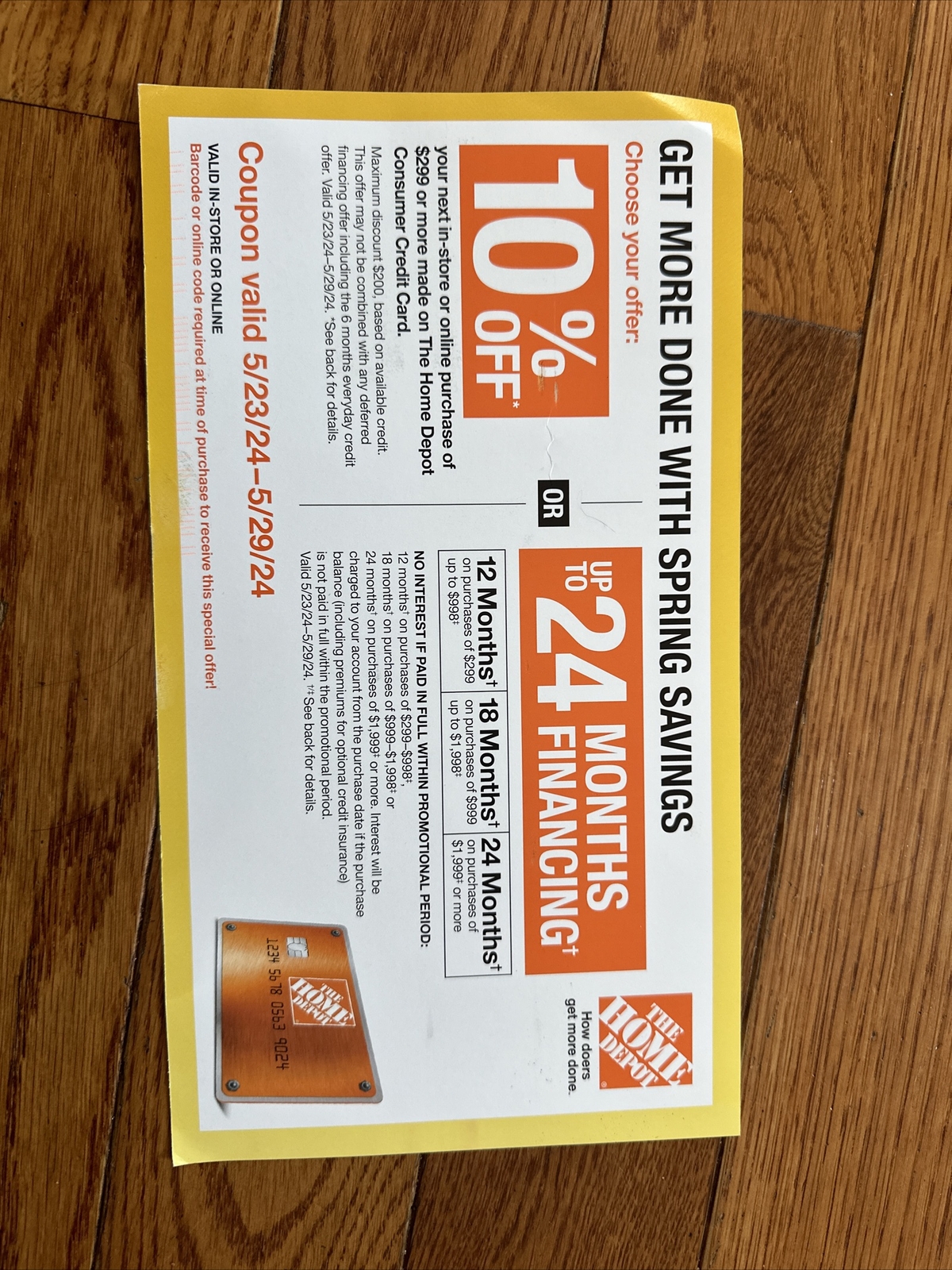 Home Depot Coupon 10 off Or 24 Months InStore or Online/5/23/ 5/29