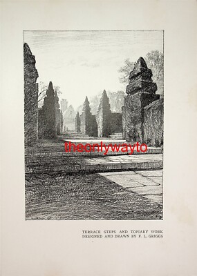 Architectural Gardening, Steps And Topiary, Book Illustration (Print), 1910
