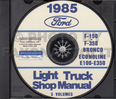 1985 Ford Truck Shop Manual 5 Book Set on CD F150 F250 F350 Bronco Van Service
