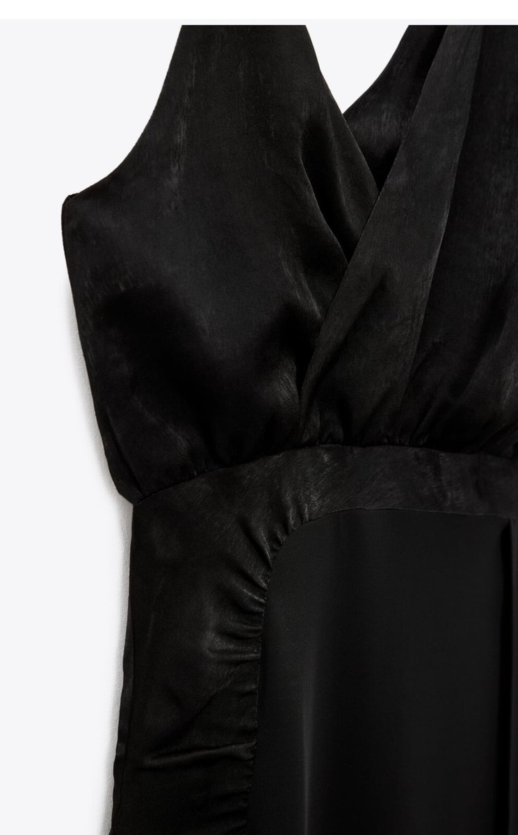 zara contrasting satin effect dress Zara - Combination Satin Effect Mini Dress - Black - Xxl