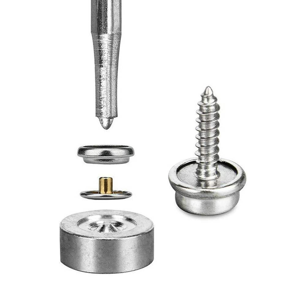 Heavy Duty Snap Fasteners Poppers Press Stud Rivet Sewing Leather Craft Kit Set - Image 4 of 4