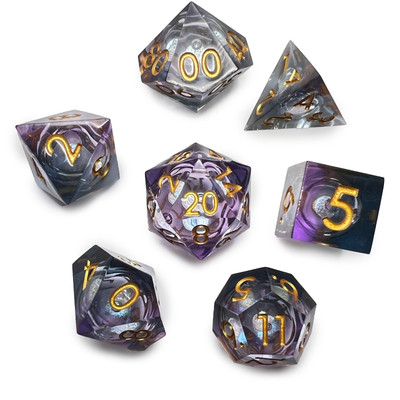 Pink Liquid Core Dice Gold D&D Dungeons Dragons DnD RPG Polyhedral