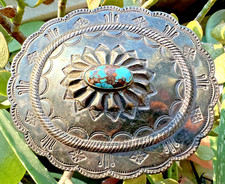 EXQUISITE AWA TSIREH Garden of the Gods SILVER CONCHO BOX Turquoise stone 147g