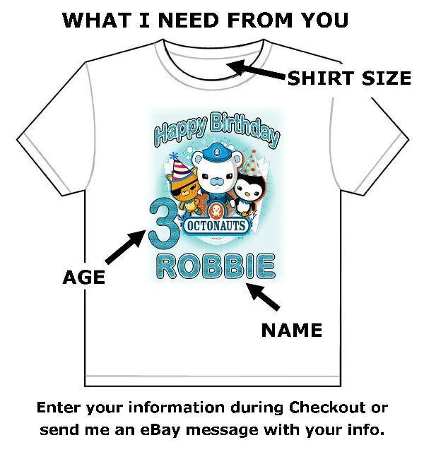 CAMISETA CUMPLEAÑOS OCTONAUTS Personalizada Cualquier Nombre/Edad/Familia Niño a Adulto Foto 2 de 4