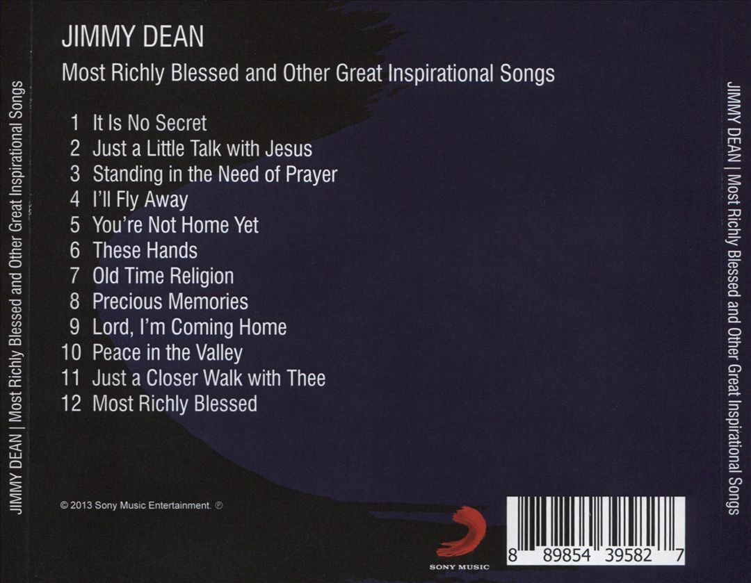 JIMMY DEAN MOST RICHLY BLESSED AND OTHER GREAT INSPIRATIONAL SONGS NEW CD