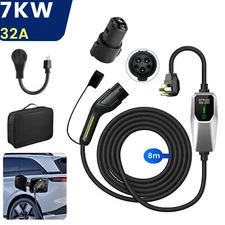 Type2 Portable EV Charger For all Electric Vehicles 240V 32A 8M 2 NEMA Plugs 7KW