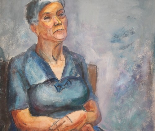 Vintage gouache painting old woman portrait - Picture 10 of 12