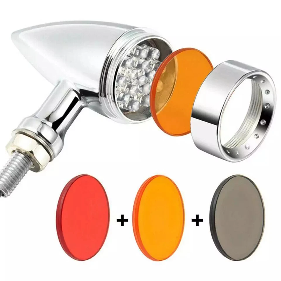 2x Luz de señal de giro LED cromada para motocicleta Yamaha XT600 XT660 XT750 Foto 2 de 4