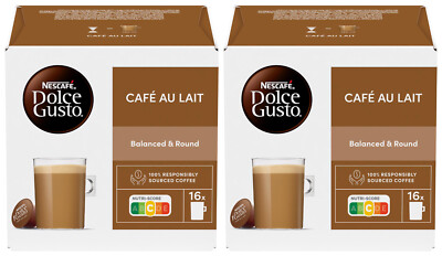 2 NESCAFE CAFE AU LAIT Coffee Capsules Boxes Pods for Dolce Gusto Machines 160g