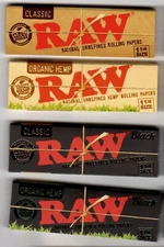 RAW Rolling Papers COMPLETE 1 1/4 Size COLLECTION Classic and Organic Hemp Black