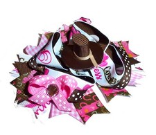 Puppy Bows Dog collar slide bow COWGIRL PRINCESS pink brown accessory DC35