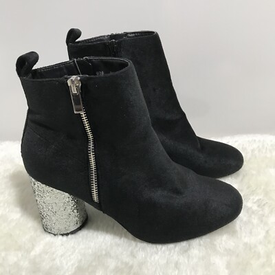 River Island Glitter Circle HeeledAnkle Boots Black Women Shoes Size 6/39 
