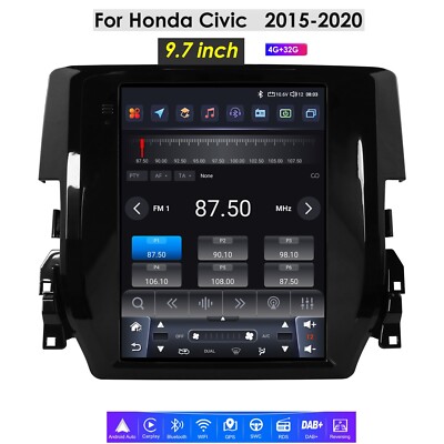9.7'' Tesla Style Android 12 Car Stereo GPS For Honda Civic 2016-2020 CarPlay DSP