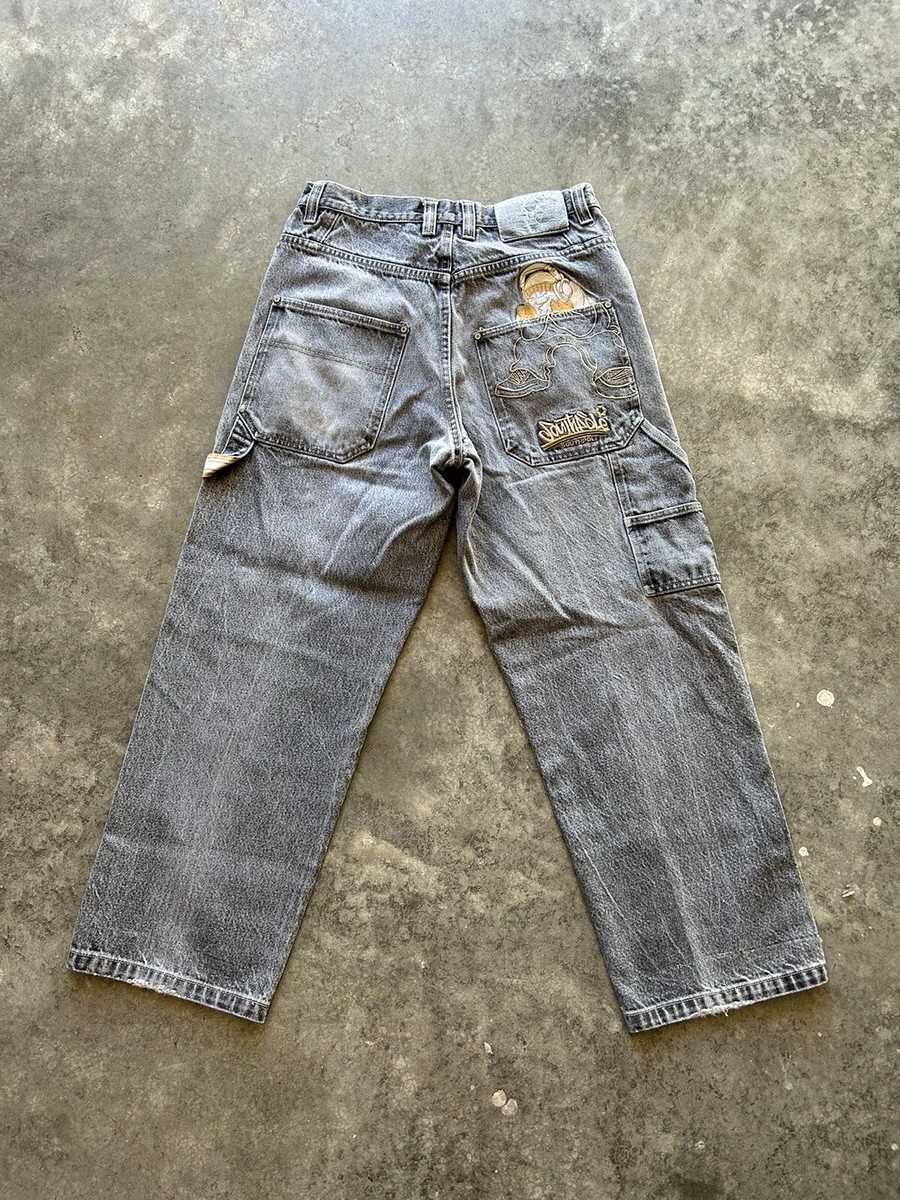 SOUTHPOLE グレー ダメージジーンズ 34 sk8 y2k VINTAGE Y2K Southpole Baggy Embroidered Carpenter Jeans 32