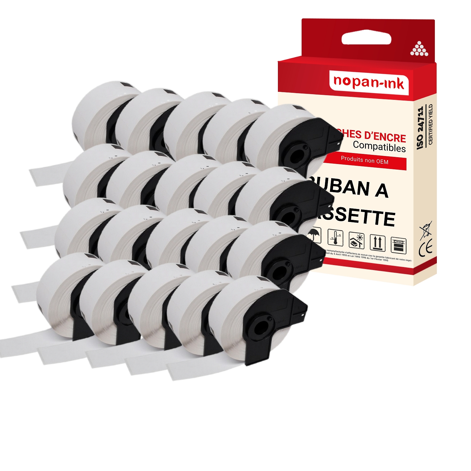 DK11221 étiquette compatible Brother 23x23 anti décollement pour identifier les petits colis