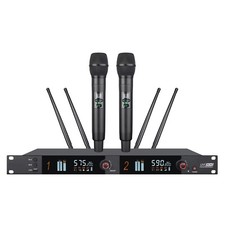 UHF True Diversity Dual Wireless Vocal Microphone System for Stage Performance