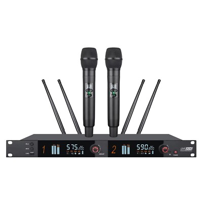 UHF True Diversity Dual Wireless Vocal Microphone System for Stage Performance