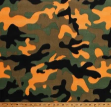 Fleece Camouflage Orange Green Brown Black Camo Hunting Fabric Print BTY A505.40