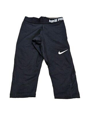 Nike Pro Girl Black Dri Fit Athletic Capri Gym Running Leggings