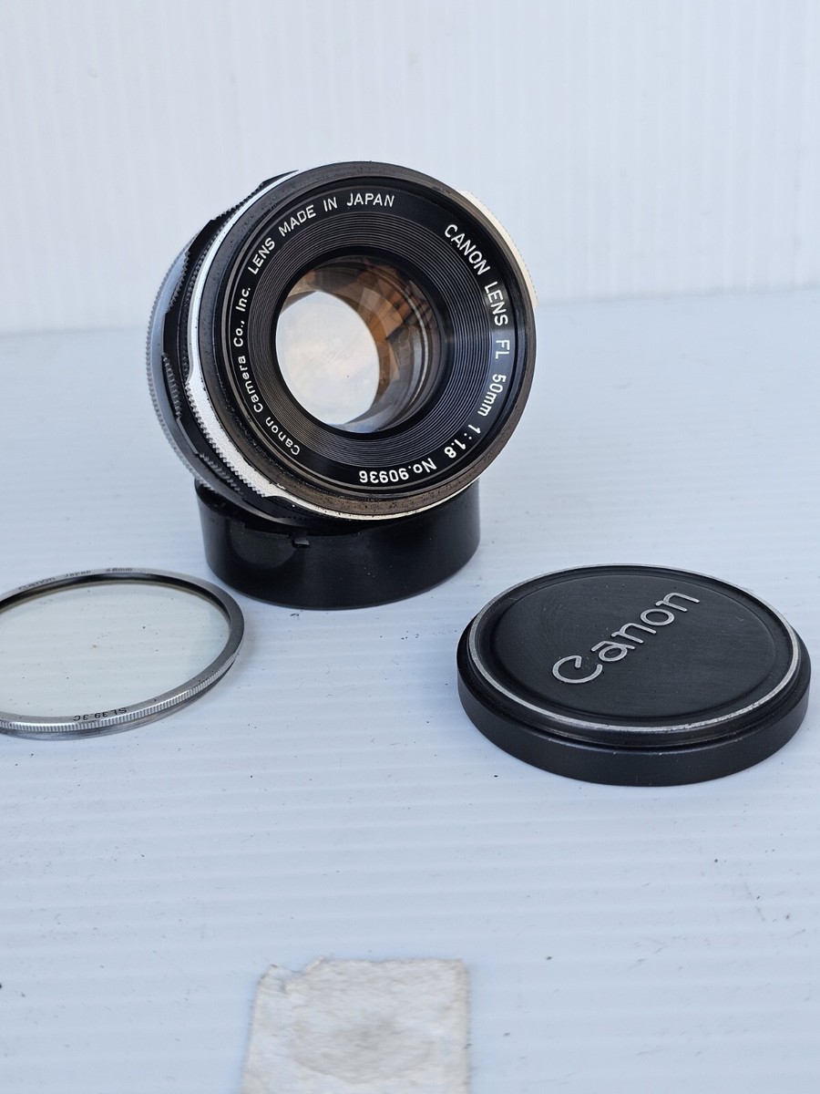 Canon 50mm F/1.8 Breech Lock FL Mount Lens w/caps and Filter. Near