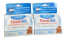 Feverall Infants' Acetaminophen Suppositories 80mg 6 Count Each Lot Of 2