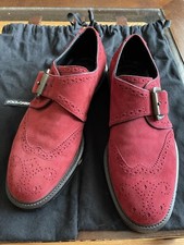 DOLCE & GABBANA SUEDE DARK RED BUCKLE  MEN SHOES size 7