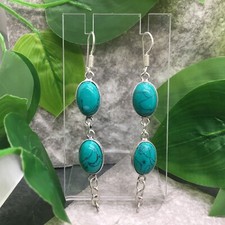 3  Malachite Gemstone 925 Silver Plated Handmade Earring Set New 5921