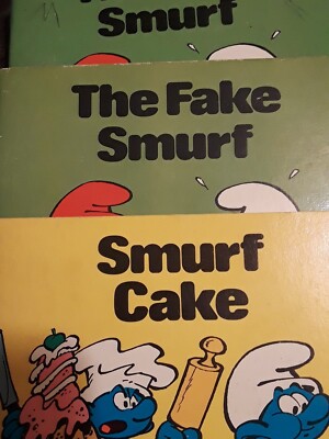 Vintage SMURF Book Lot of 3 1981-1982 Peyo 2/THE FAKE SMURF and 1/SMURF CAKE