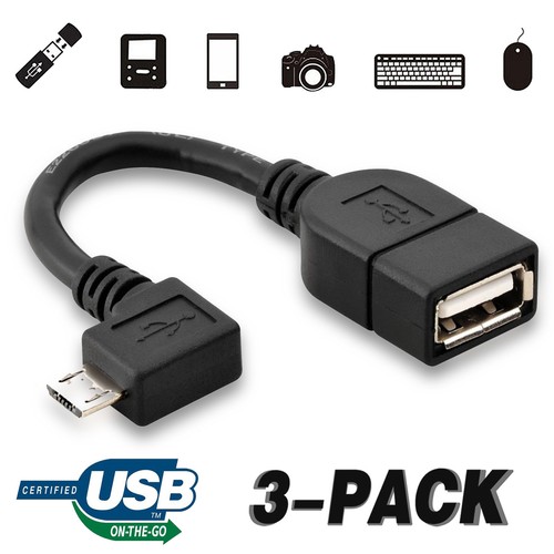 Micro USB 2.0 OTG Cable Right Angle On The Go Adapter for Android Tablets, 6inch - Picture 4 of 6