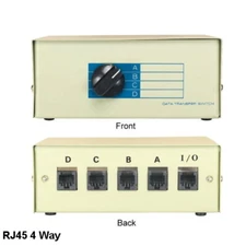 KNTK 4-Way RJ45 Data Transfer Switch Box Rotary Network PC Router Modem Internet