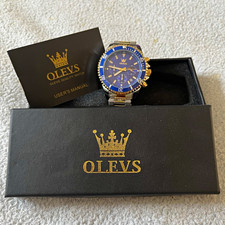 OLEVS Herren Quarz Chronograph Armbanduhr bla...