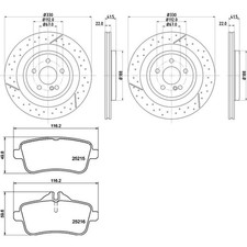 HELLA PAGID BREMSENSET HINTEN passend für AMG A45 W176 C117 X117 X156 R172
