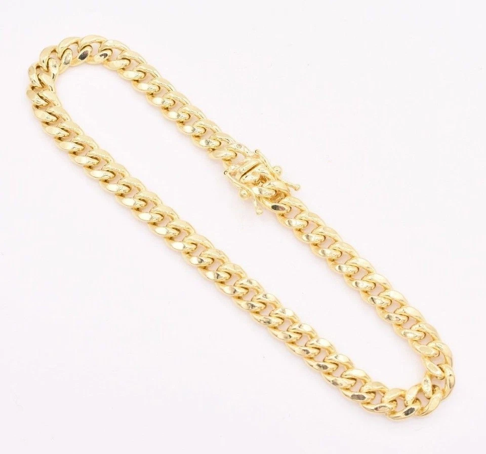 6mm Mens Miami Cuban Link Bracelet Box Clasp Real 10K Yellow Gold 8.5" - Image 2 of 4